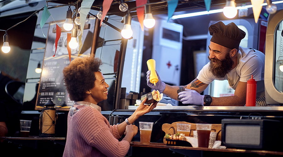 Food truck and customer