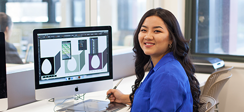 Student working at computer