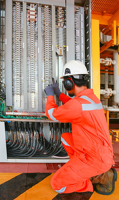 Man working on wiring