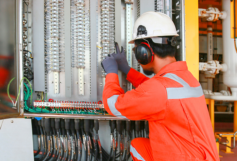 Man working on wiring