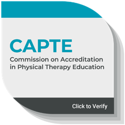 teardrop shaped logo with Capte Commission of Accreditation in Physical Therapy Education