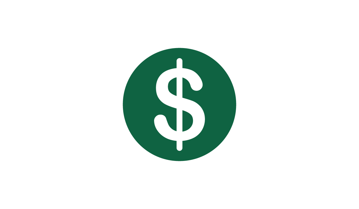 Green dollar sign symbol centered on a white background.